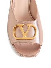 Valentino Garavani Vlogo Signature Metallic Leather Mules - Pink