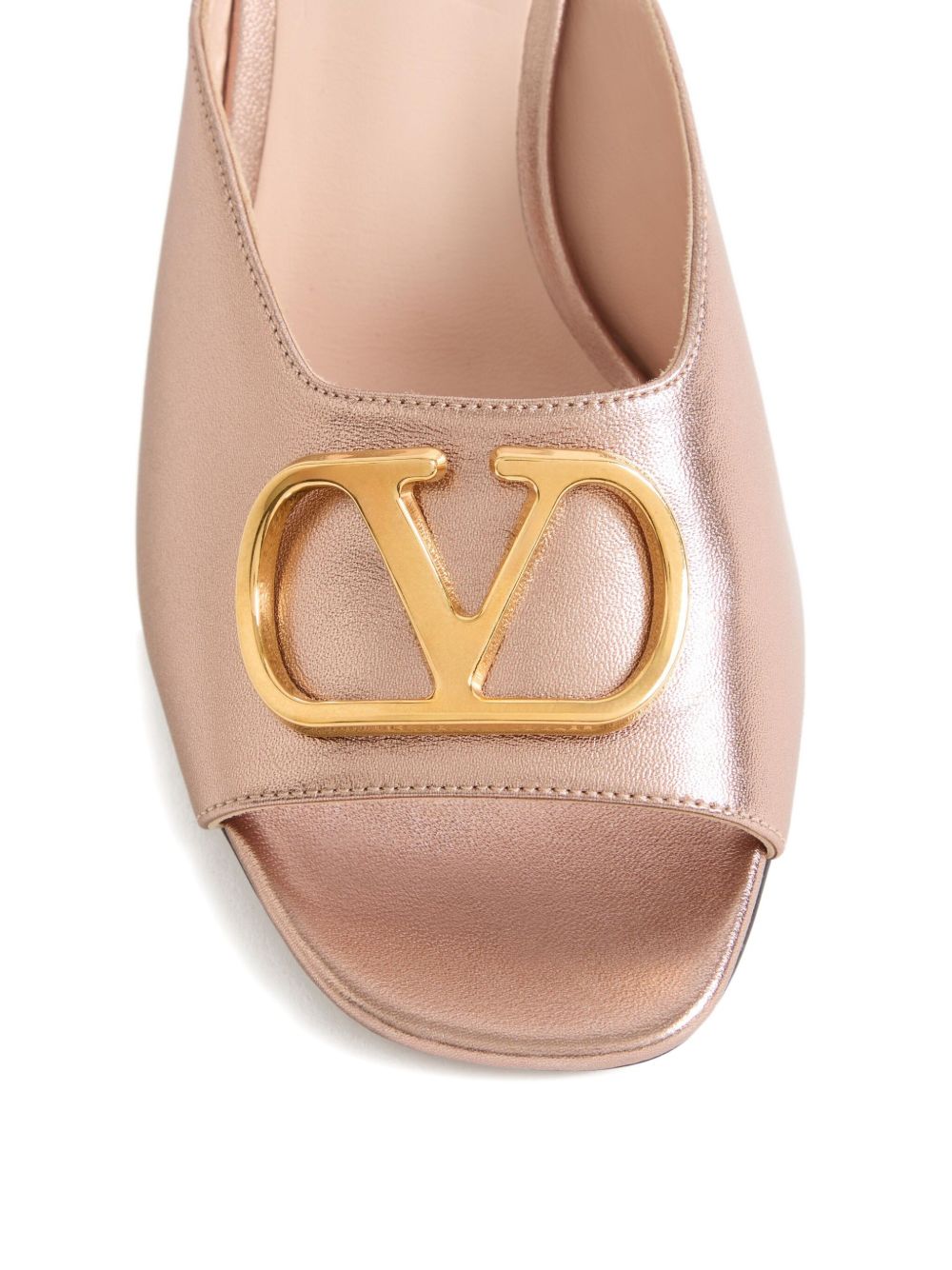 Valentino Garavani Vlogo Signature Metallic Leather Mules - Pink