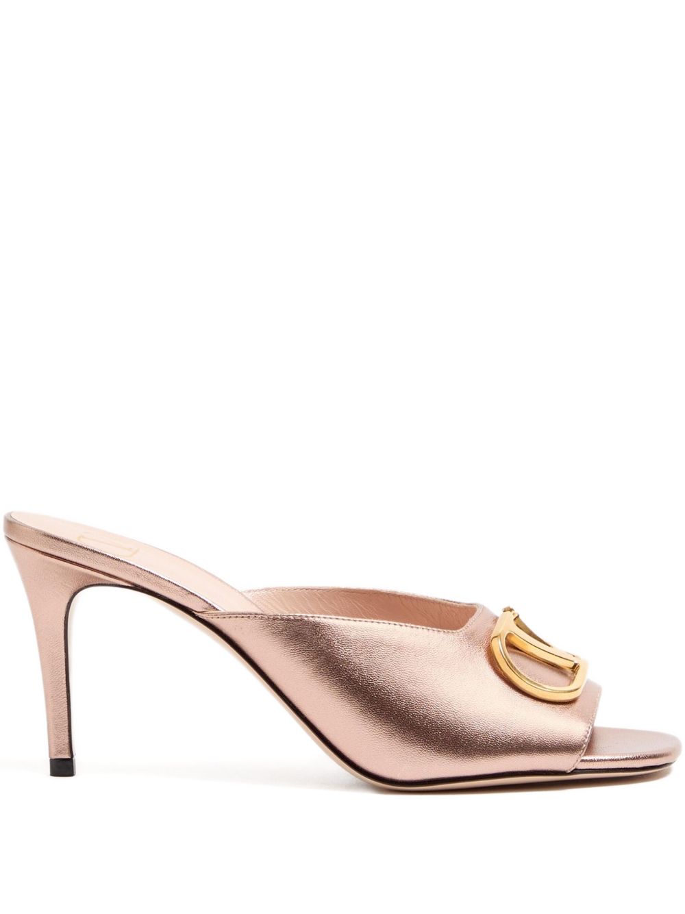 Valentino Garavani Vlogo Signature Metallic Leather Mules - Pink
