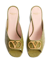 Valentino Garavani VLogo Signature Slide Sandal In Printed Calfskin 95MM GREEN