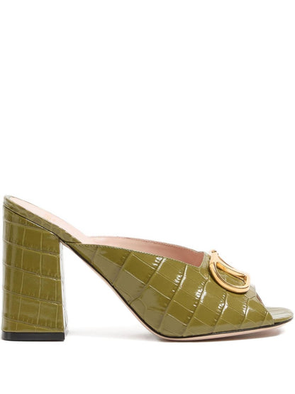 Valentino Garavani VLogo Signature Slide Sandal In Printed Calfskin 95MM GREEN
