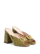 Valentino Garavani VLogo Signature Slide Sandal In Printed Calfskin 95MM GREEN