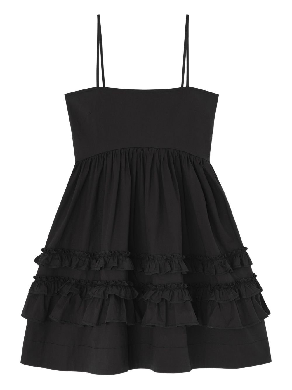 Ganni Ruffled Tiered Mini Dress Black black