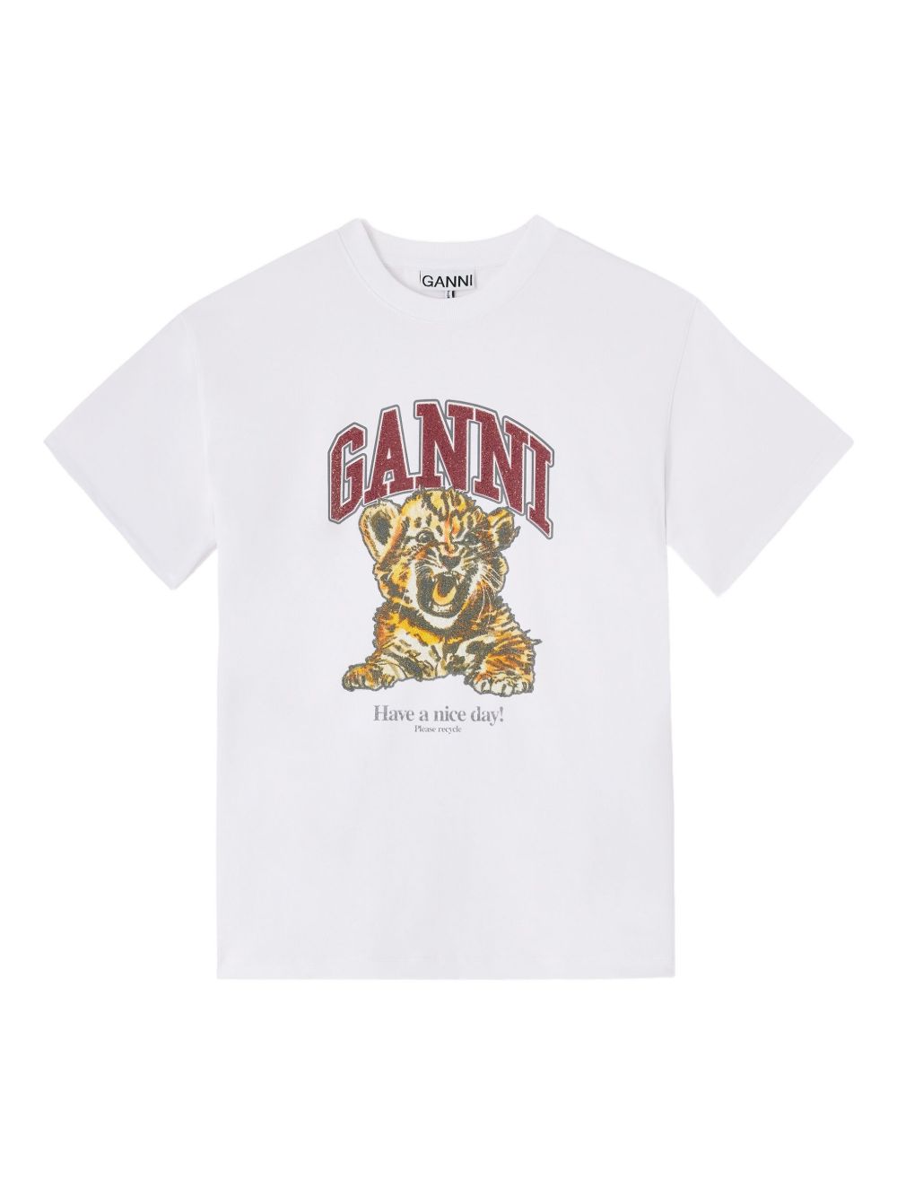 Ganni Baby Tiger Organic Cotton T-shirt White