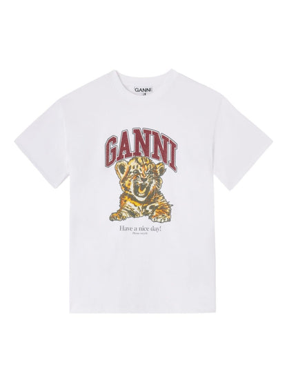 Ganni Baby Tiger Organic Cotton T-shirt White