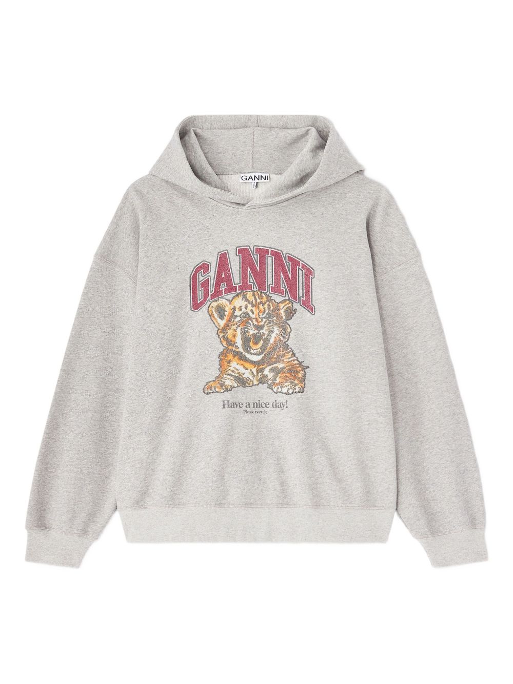 Ganni Graphic Print Organic Hoodie Grey