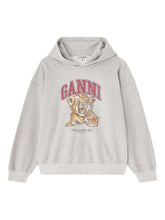 Ganni Graphic Print Organic Hoodie Grey