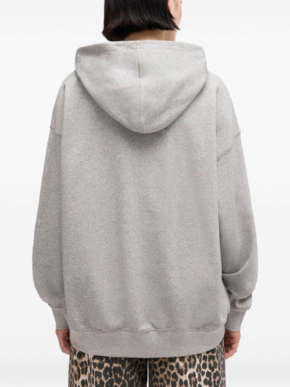 Ganni Graphic Print Organic Hoodie Grey