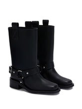 ganni harness block heel biker boots black