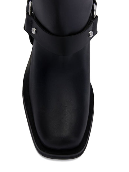 ganni harness block heel biker boots black
