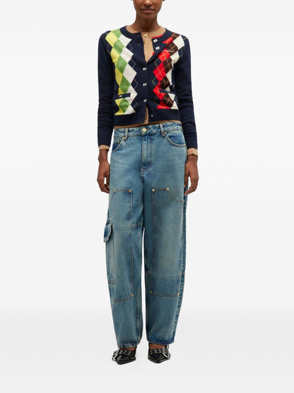 Ganni Panelled Organic Denim Jeans Blue