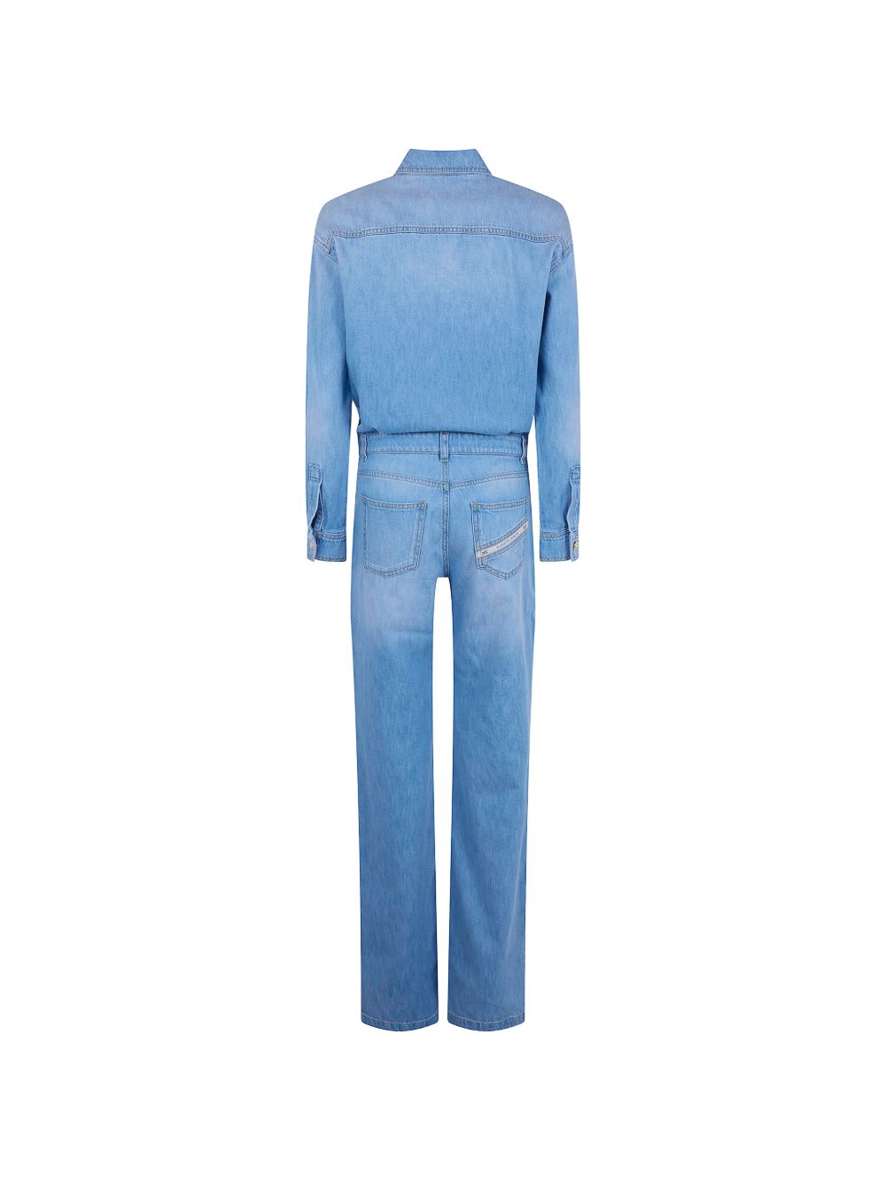 Elisabetta Franchi Denim Cotton Jumpsuit Clear Blue