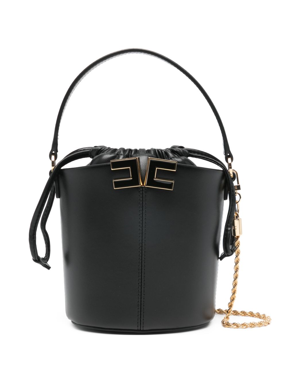 Elisabetta Franchi Bucket Bag Drawstring Gold Black Black