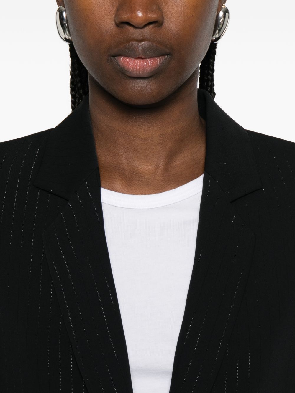 Emporio Armani Pinstripe Single-Breasted Blazer Black