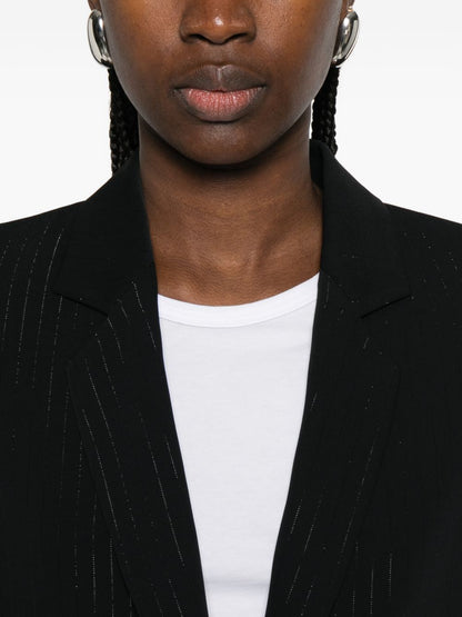 Emporio Armani Pinstripe Single-Breasted Blazer Black