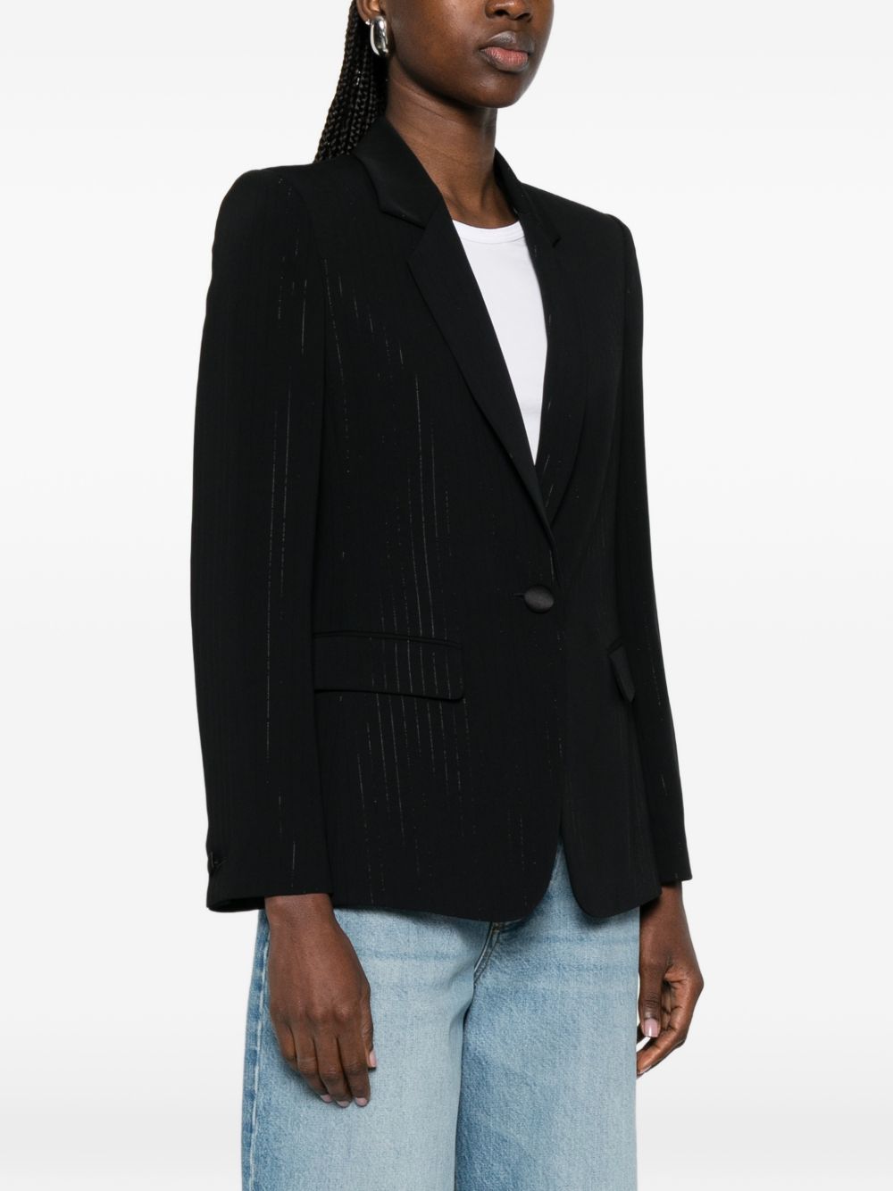Emporio Armani Pinstripe Single-Breasted Blazer Black