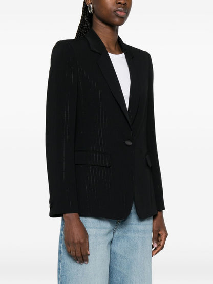 Emporio Armani Pinstripe Single-Breasted Blazer Black