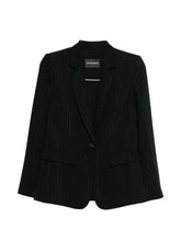 Emporio Armani Pinstripe Single-Breasted Blazer Black
