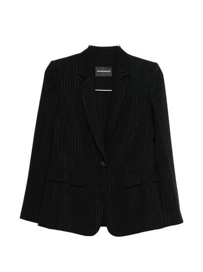 Emporio Armani Pinstripe Single-Breasted Blazer Black