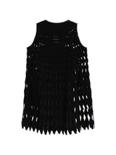 Emporio Armani Diamond Open-Knit Mini Dress Black