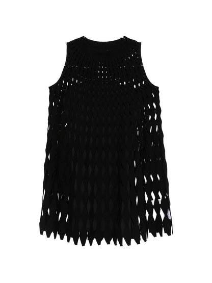 Emporio Armani Diamond Open-Knit Mini Dress Black