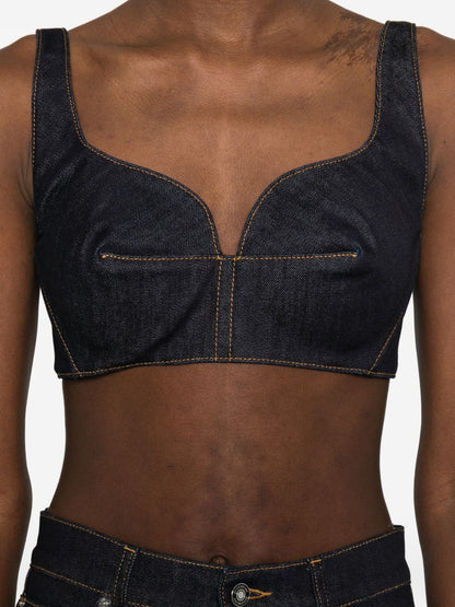 Givenchy Raw Denim Bra Top Blue
