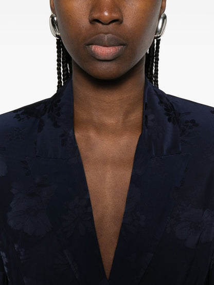 Forte Forte Floral Print Belted Jacket Blue blue