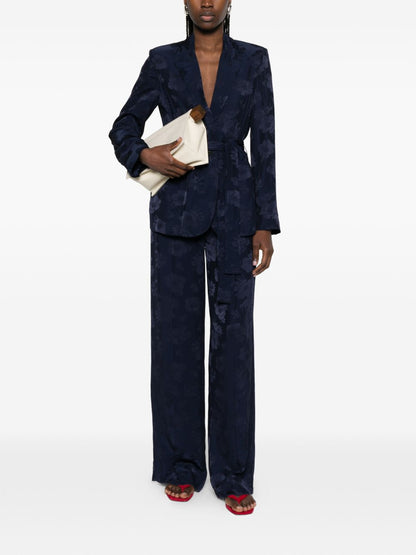 Forte Forte Floral Belted Single-Breasted Jacket Blue blue