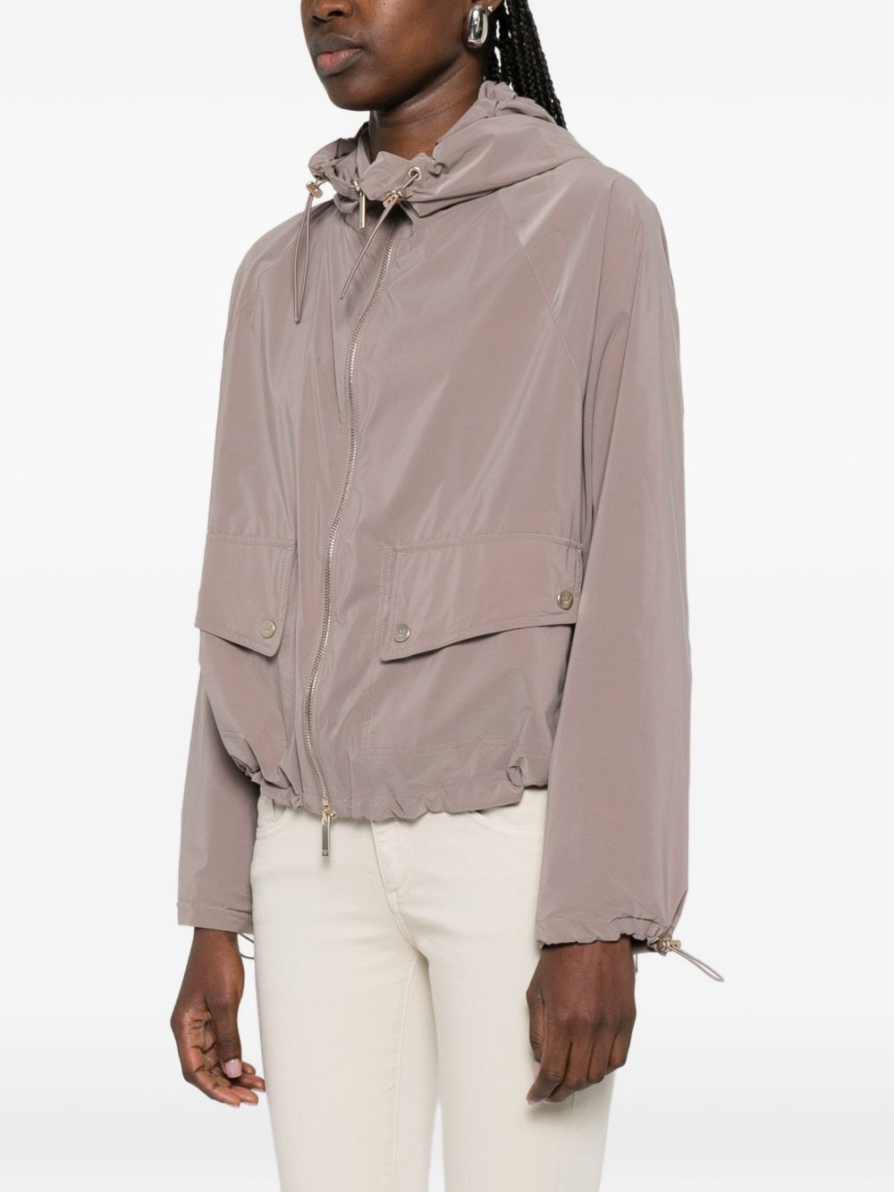 Emporio Armani Lightweight Nylon Hooded Jacket Light Brown