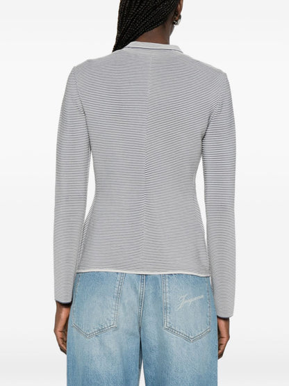 Emporio Armani Striped Overlapping Panel Blazer Grey