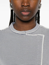 Emporio Armani Striped Overlapping Panel Blazer Grey