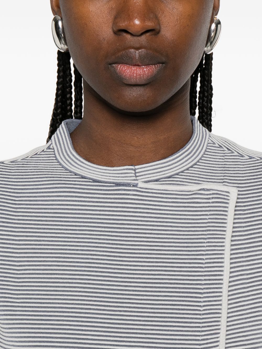 Emporio Armani Striped Overlapping Panel Blazer Grey
