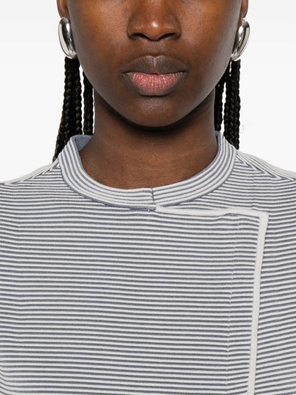 Emporio Armani Striped Overlapping Panel Blazer Grey