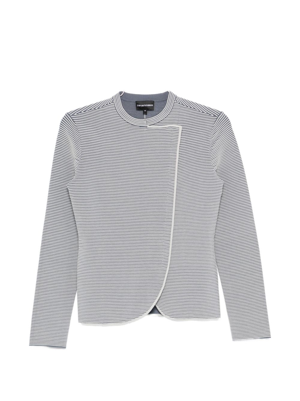 Emporio Armani Striped Overlapping Panel Blazer Grey