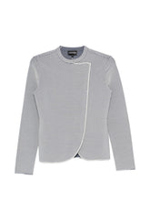 Emporio Armani Striped Overlapping Panel Blazer Grey