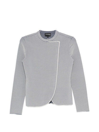 Emporio Armani Striped Overlapping Panel Blazer Grey