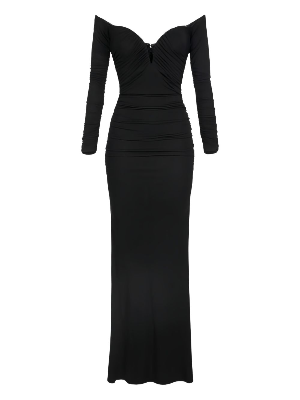 Elisabetta Franchi Off-Shoulder Ruched Evening Dress Black