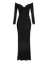 Elisabetta Franchi Off-Shoulder Ruched Evening Dress Black