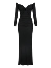 Elisabetta Franchi Off-Shoulder Ruched Evening Dress Black