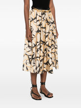 Elisabetta Franchi Chain Detail Printed Midi Skirt Beige