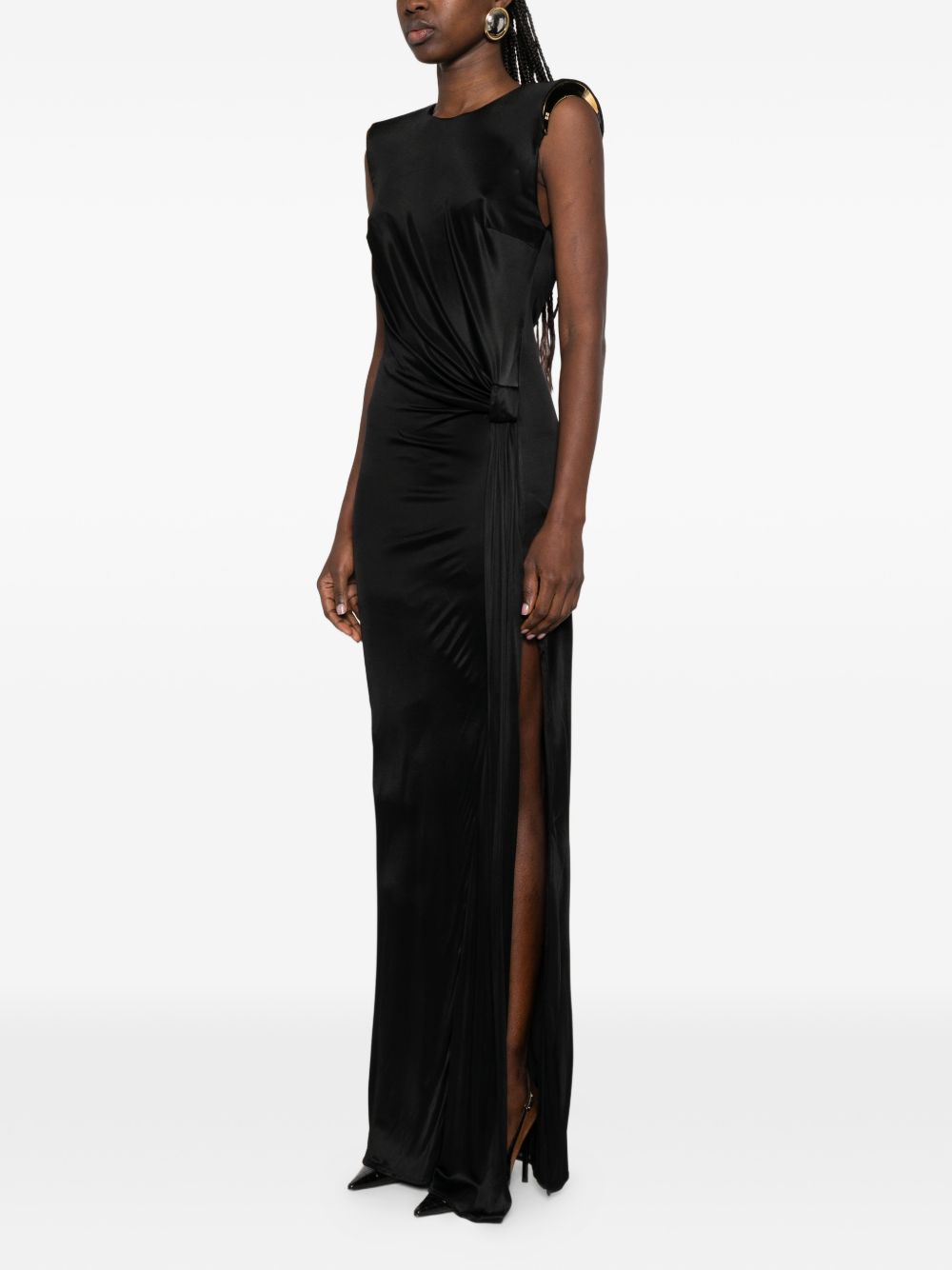 Elisabetta Franchi Long Viscose Evening Dress Black