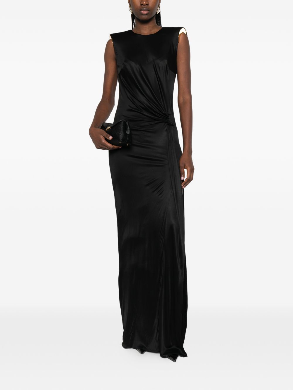 Elisabetta Franchi Long Viscose Evening Dress Black