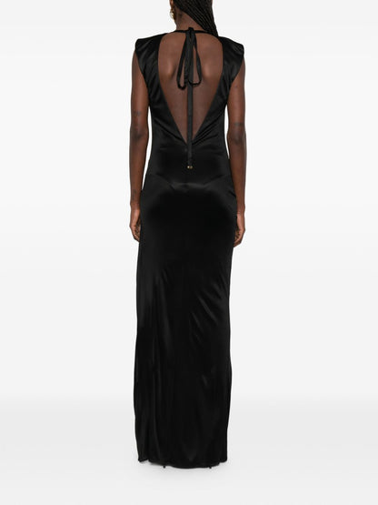 Elisabetta Franchi Long Viscose Evening Dress Black