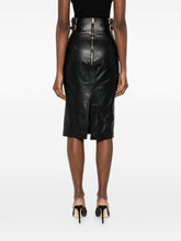 Elisabetta Franchi Leather Midi Skirt Black