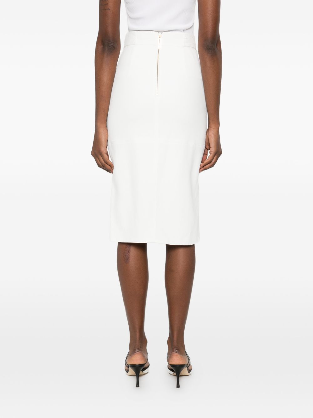 Elisabetta Franchi Midi Belted Skirt Ivory Ivory