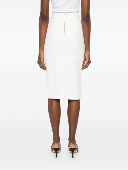 Elisabetta Franchi Midi Belted Skirt Ivory Ivory