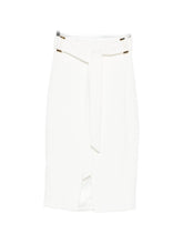 Elisabetta Franchi Midi Belted Skirt Ivory Ivory