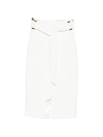 Elisabetta Franchi Midi Belted Skirt Ivory Ivory