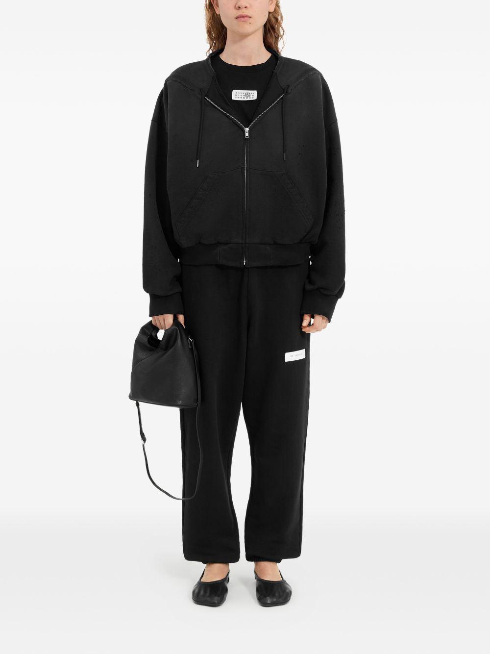 MM6 Maison Margiela Dropped Shoulder Cotton Hoodie Black