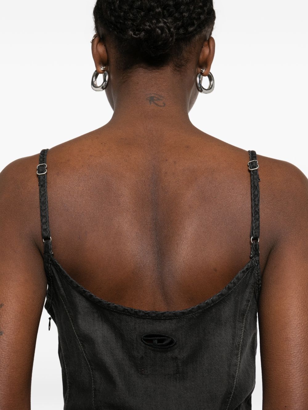 Diesel Panelled Denim Mini Dress Grey